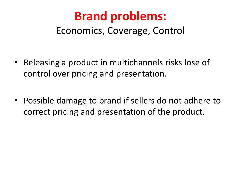 brand problems economics coverage control