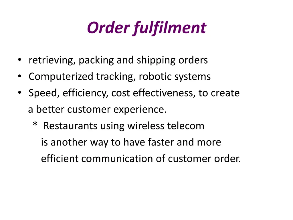 order fulfilment