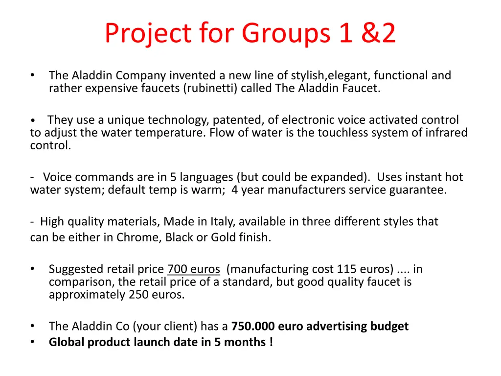 project for groups 1 2