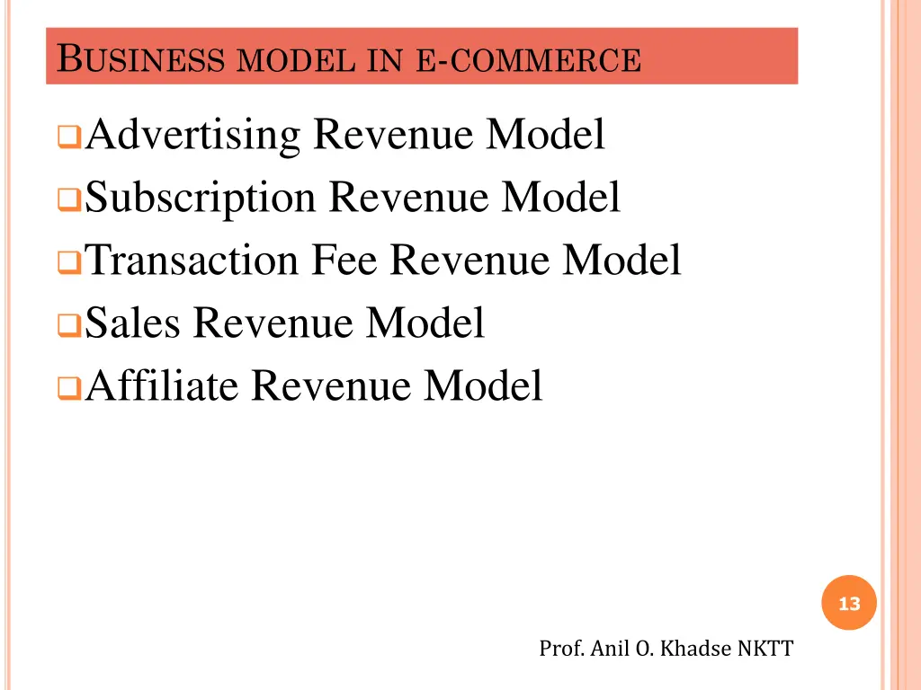 b usiness model in e commerce