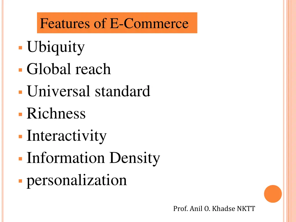 features of e commerce