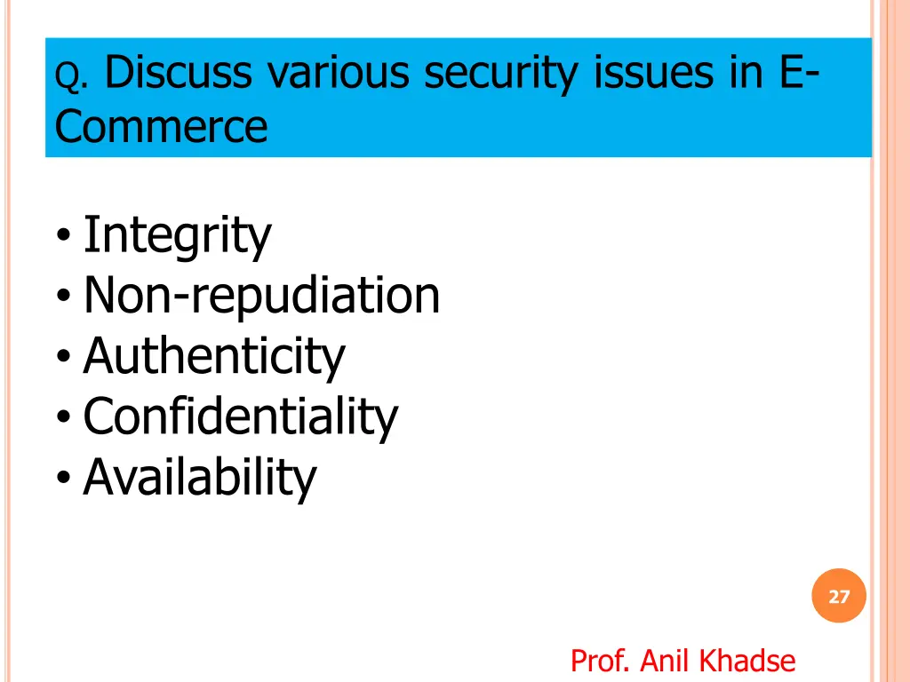 q discuss various security issues in e commerce