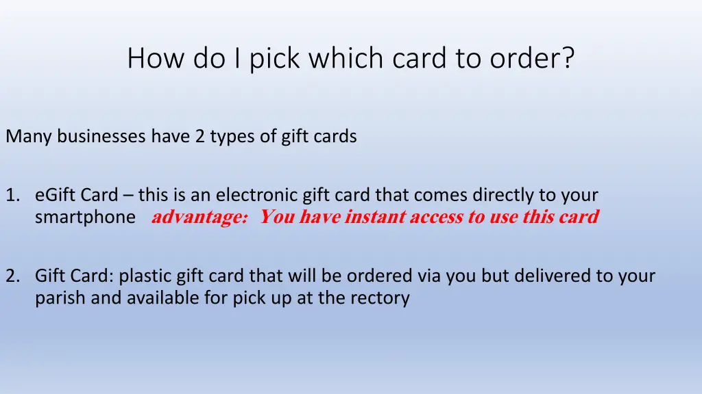 how do i pick which card to order