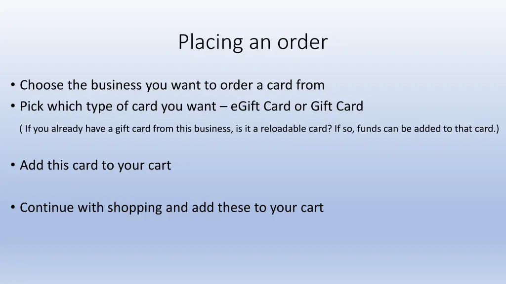 placing an order