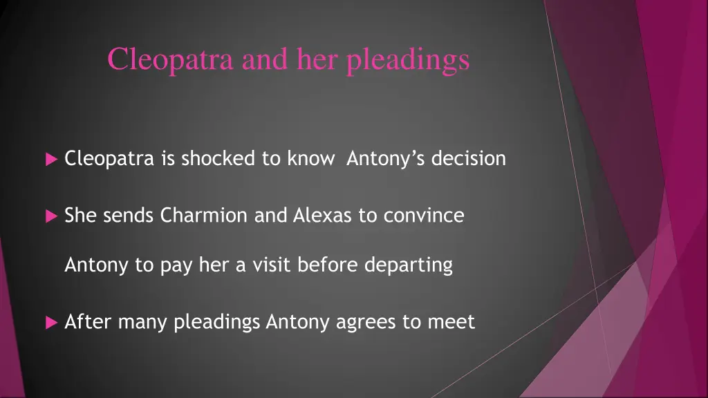 cleopatra and her pleadings