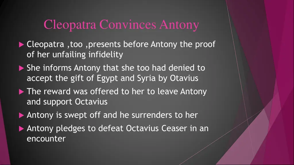 cleopatra convinces antony