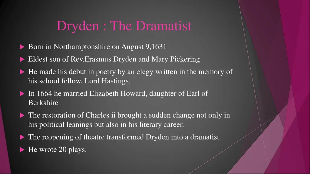 dryden the dramatist