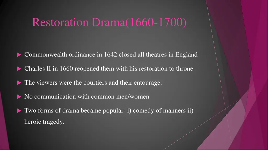 restoration drama 1660 1700