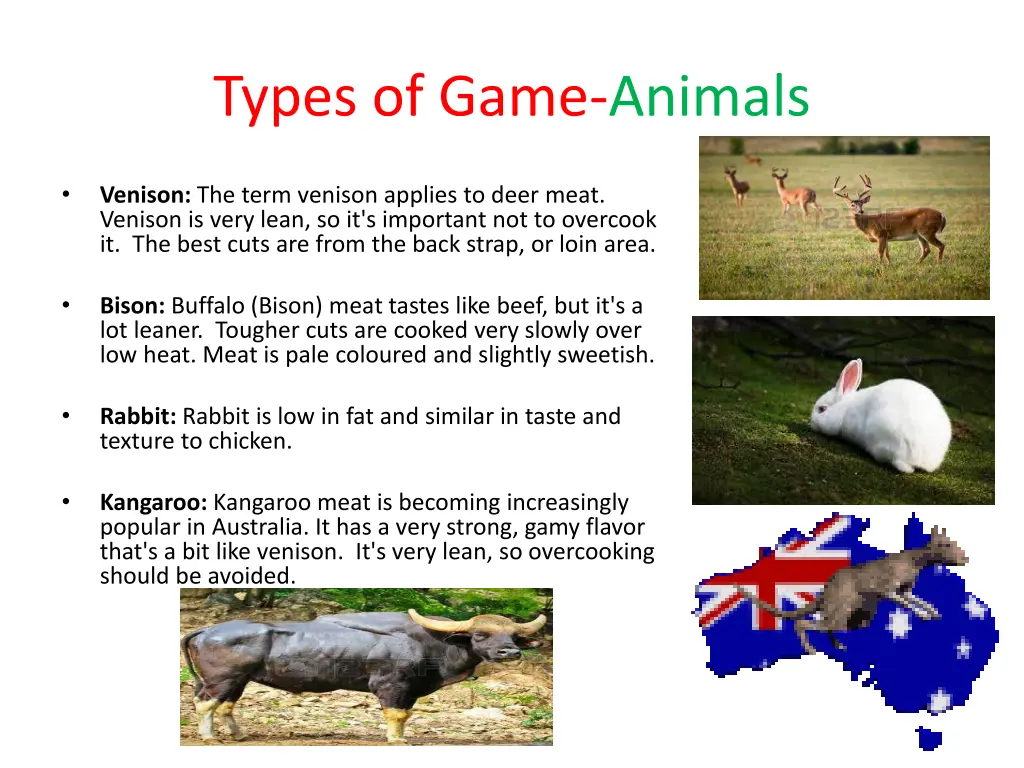 types of game animals