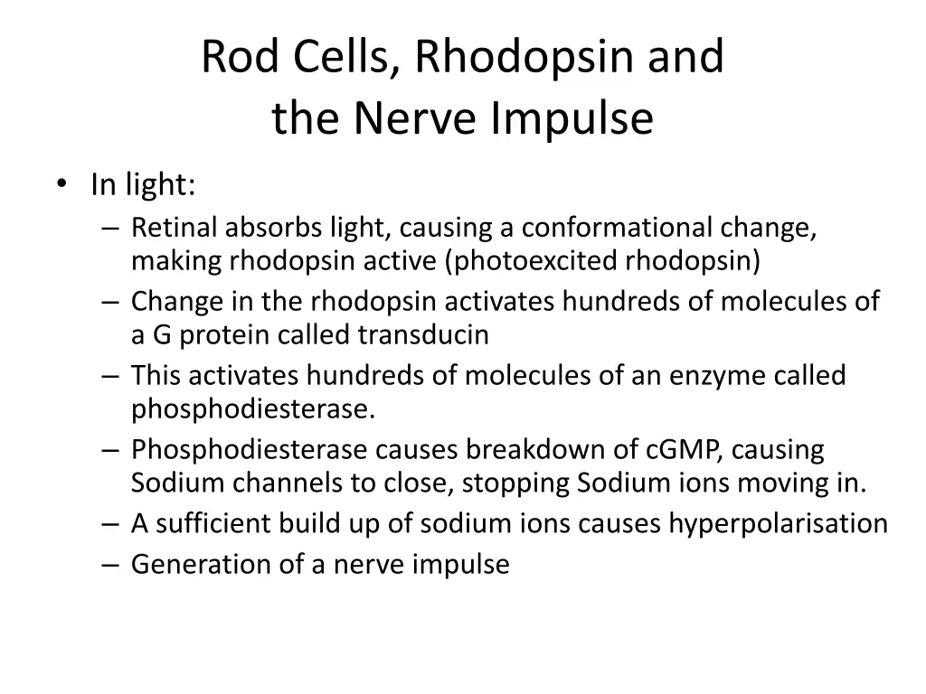 rod cells rhodopsin and the nerve impulse 1