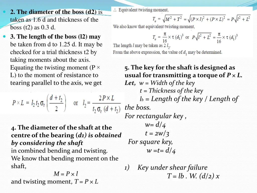 2 the diameter of the boss d2 is taken