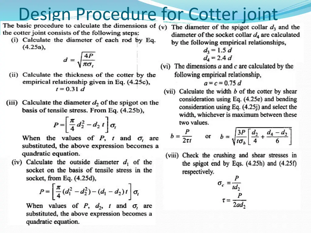 design procedure for cotter joint