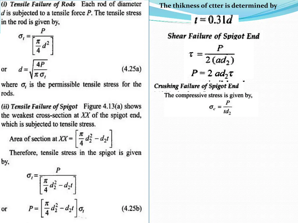 the thikness of ctter is determined by