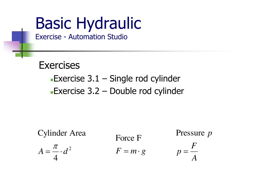 basic hydraulic exercise automation studio