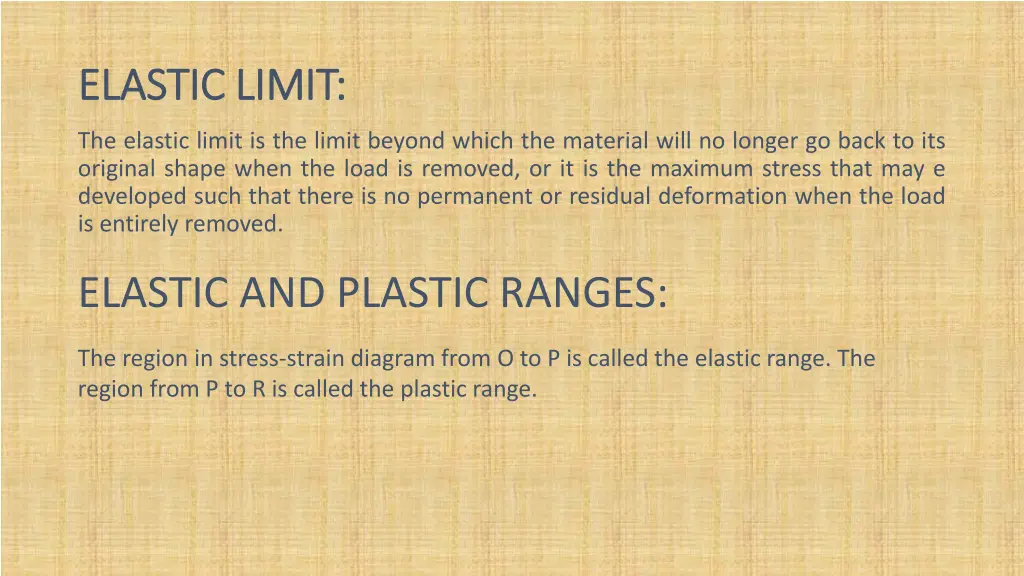 elastic limit elastic limit