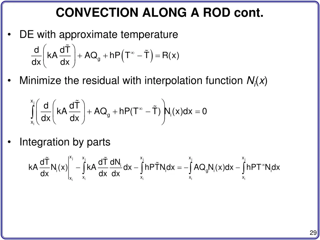 convection along a rod cont