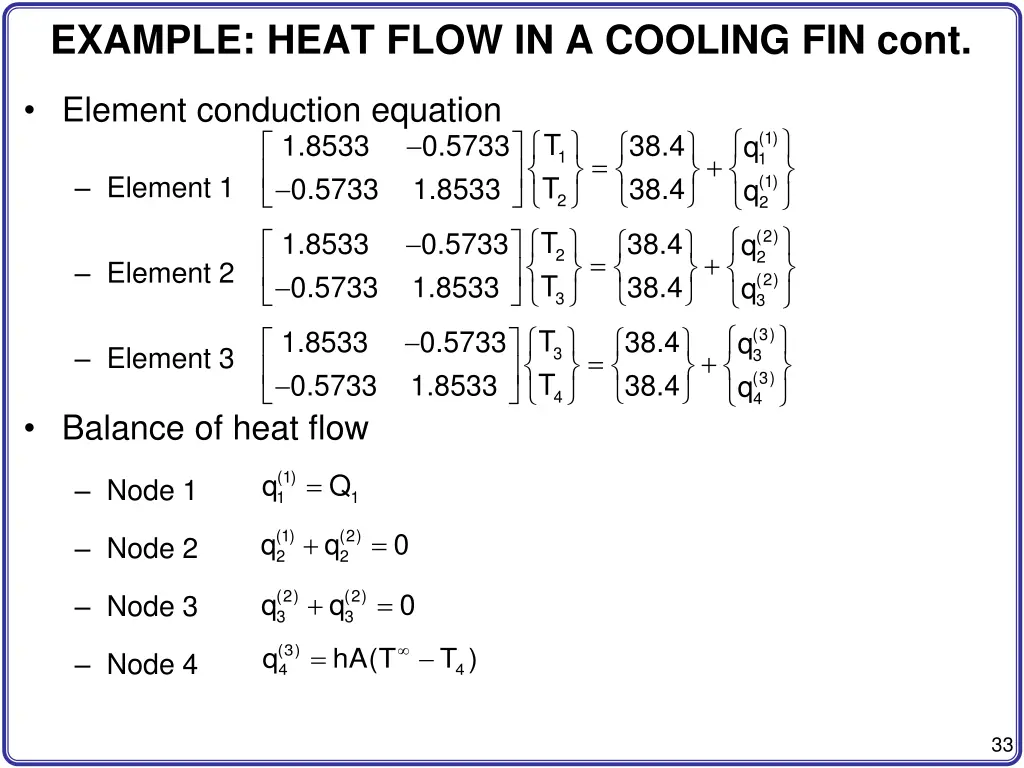 example heat flow in a cooling fin cont