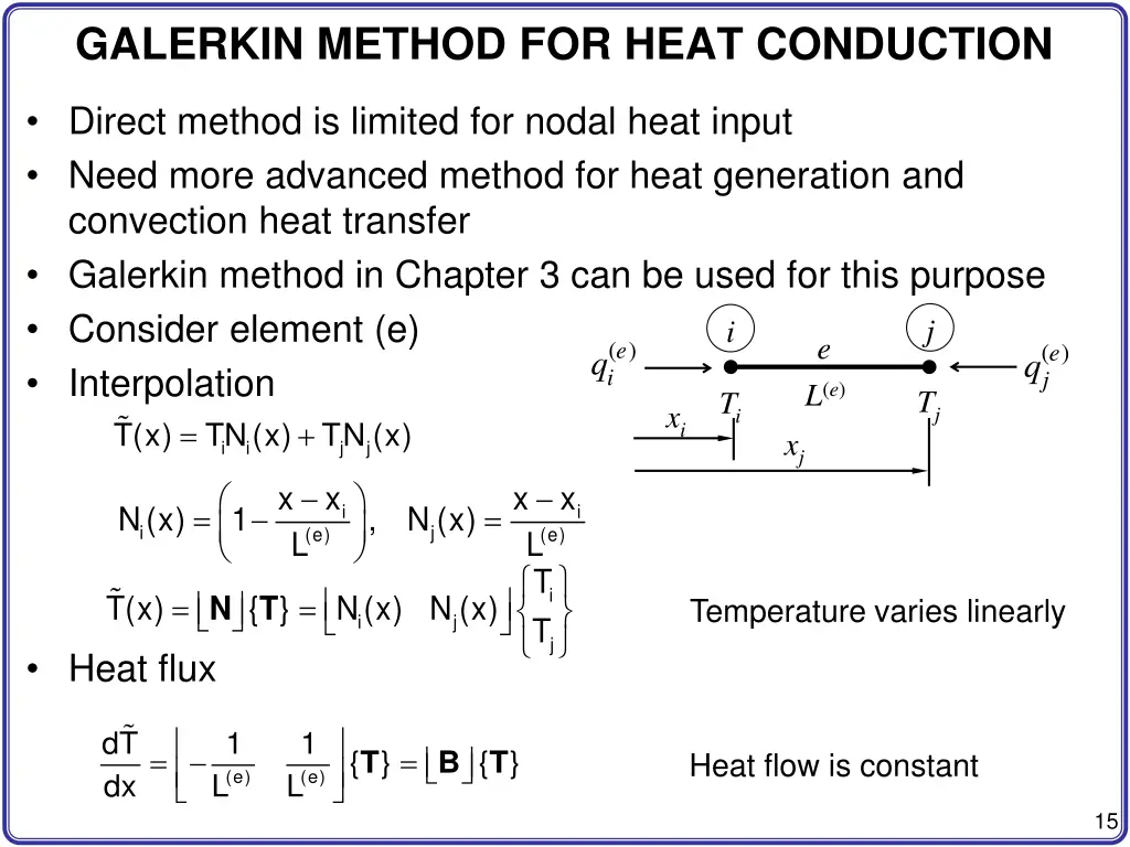 galerkin method for heat conduction