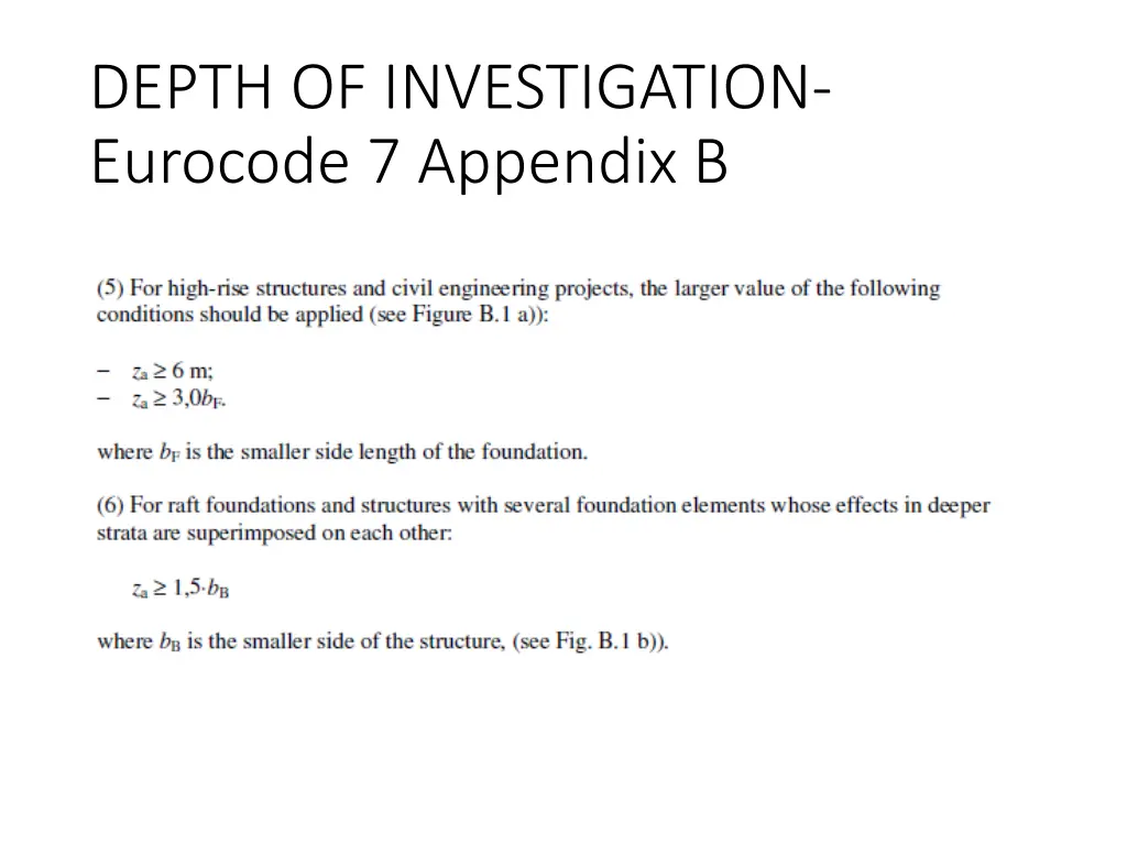 depth of investigation eurocode 7 appendix b