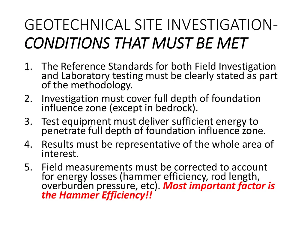 geotechnical site investigation conditions that