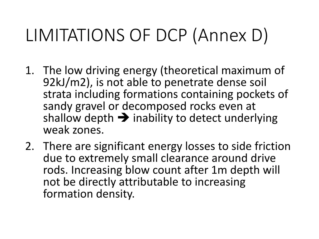 limitations of dcp annex d