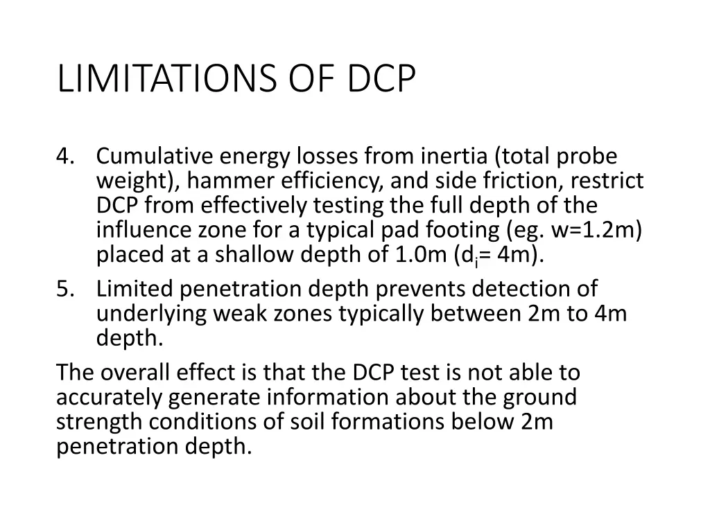 limitations of dcp