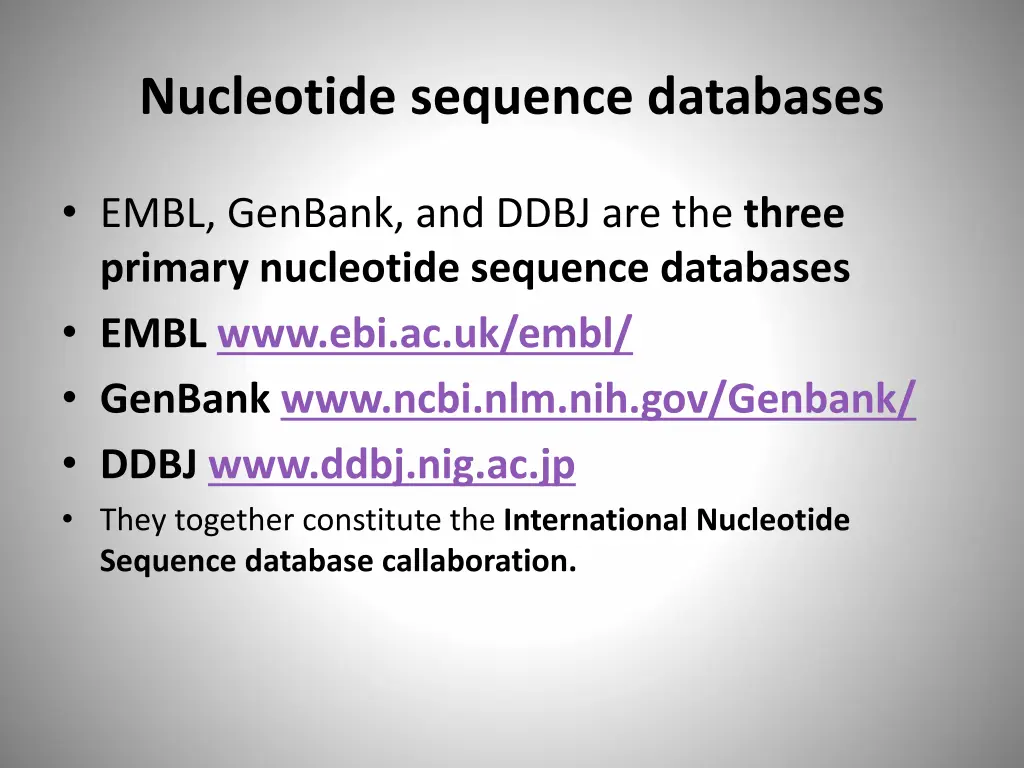 nucleotide sequence databases