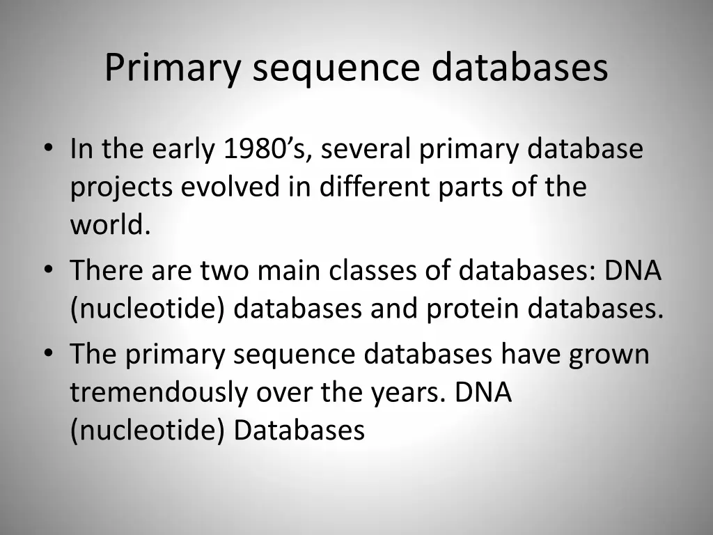 primary sequence databases