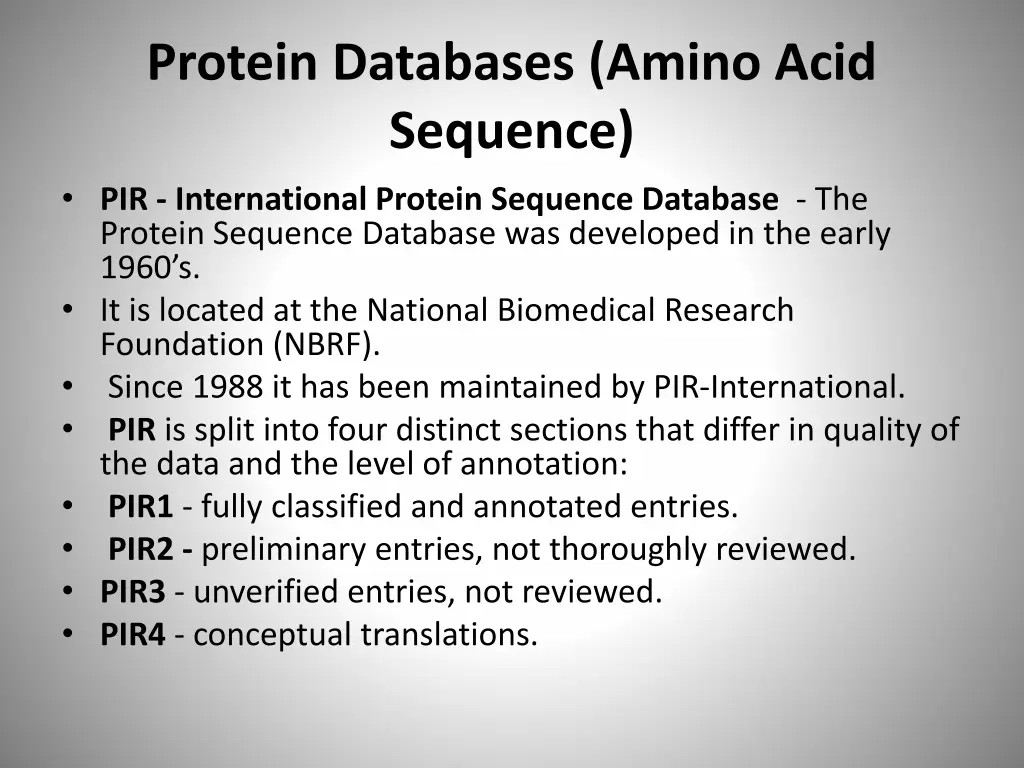 protein databases amino acid sequence