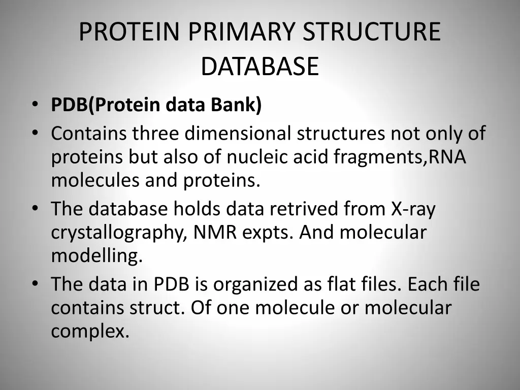 protein primary structure database pdb protein