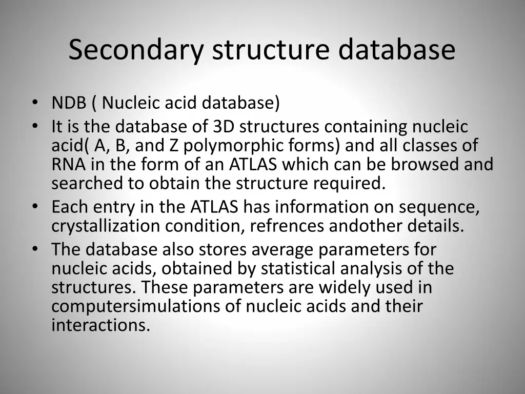 secondary structure database