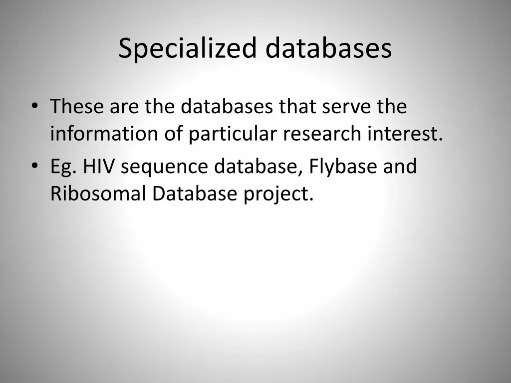 specialized databases