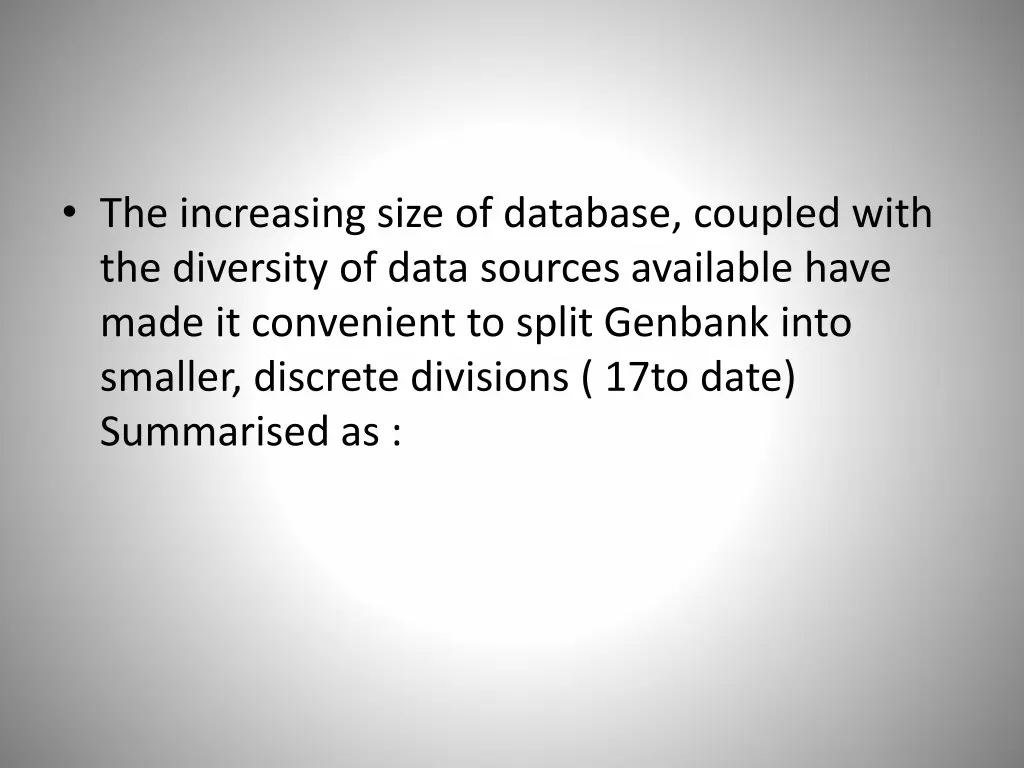 the increasing size of database coupled with