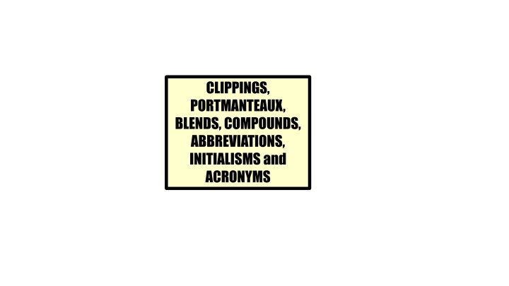 clippings portmanteaux blends compounds