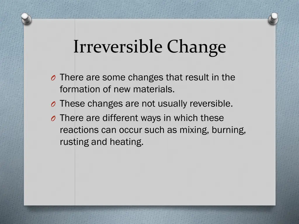 irreversible change