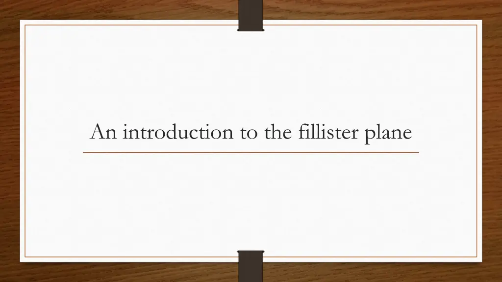 an introduction to the fillister plane