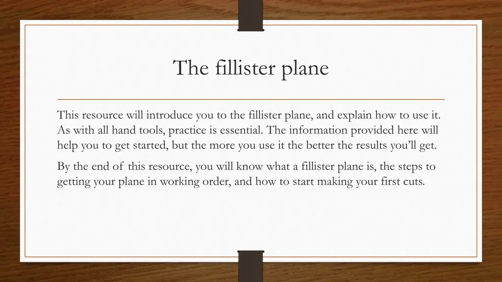 the fillister plane 1