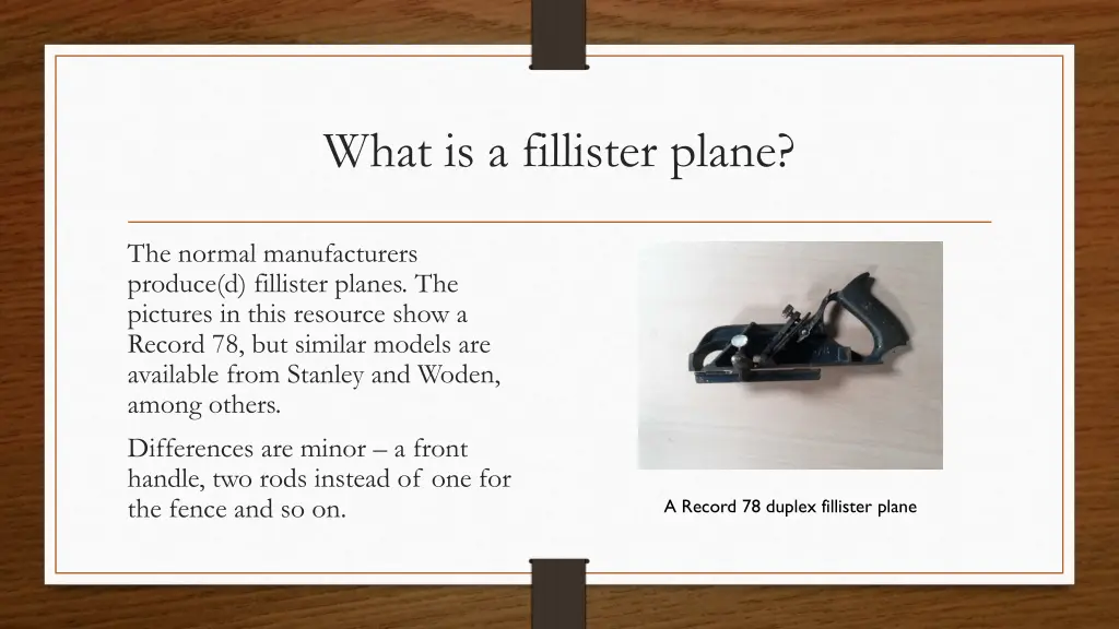 what is a fillister plane 1