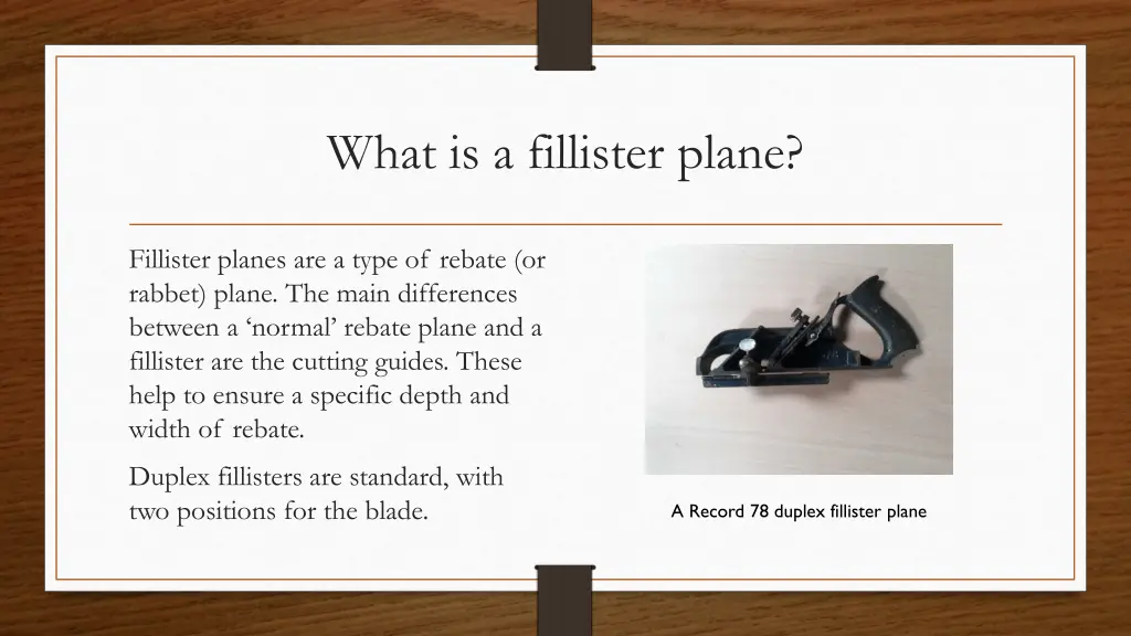 what is a fillister plane