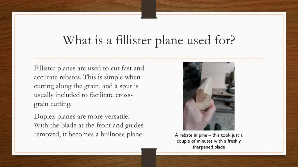 what is a fillister plane used for