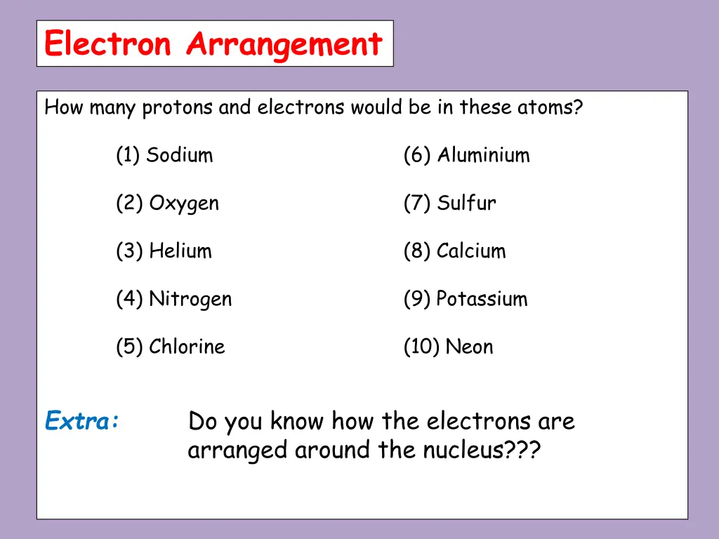 electron arrangement