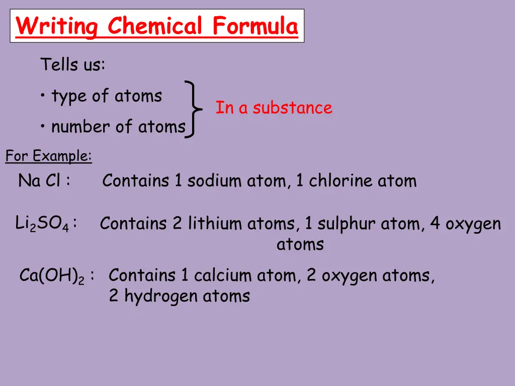 writing chemical formula 1