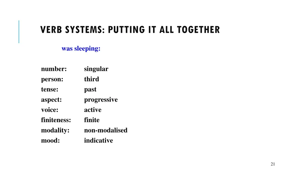 verb systems putting it all together