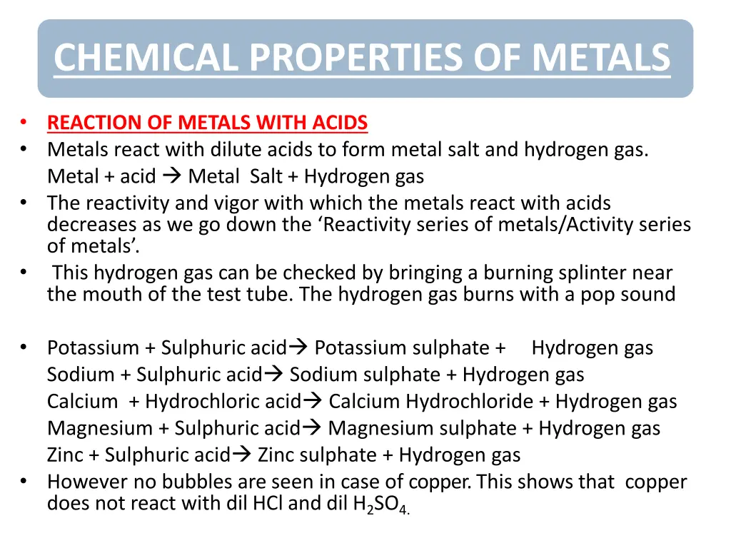 reaction of metals with water chemical properties 2