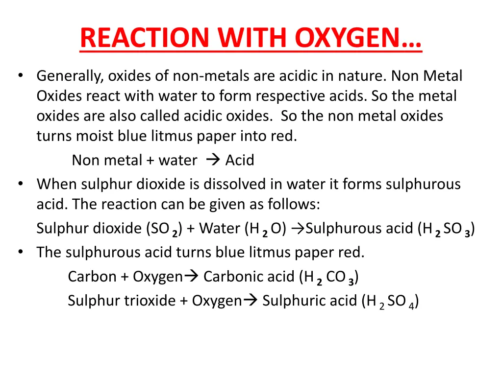 reaction with oxygen 2