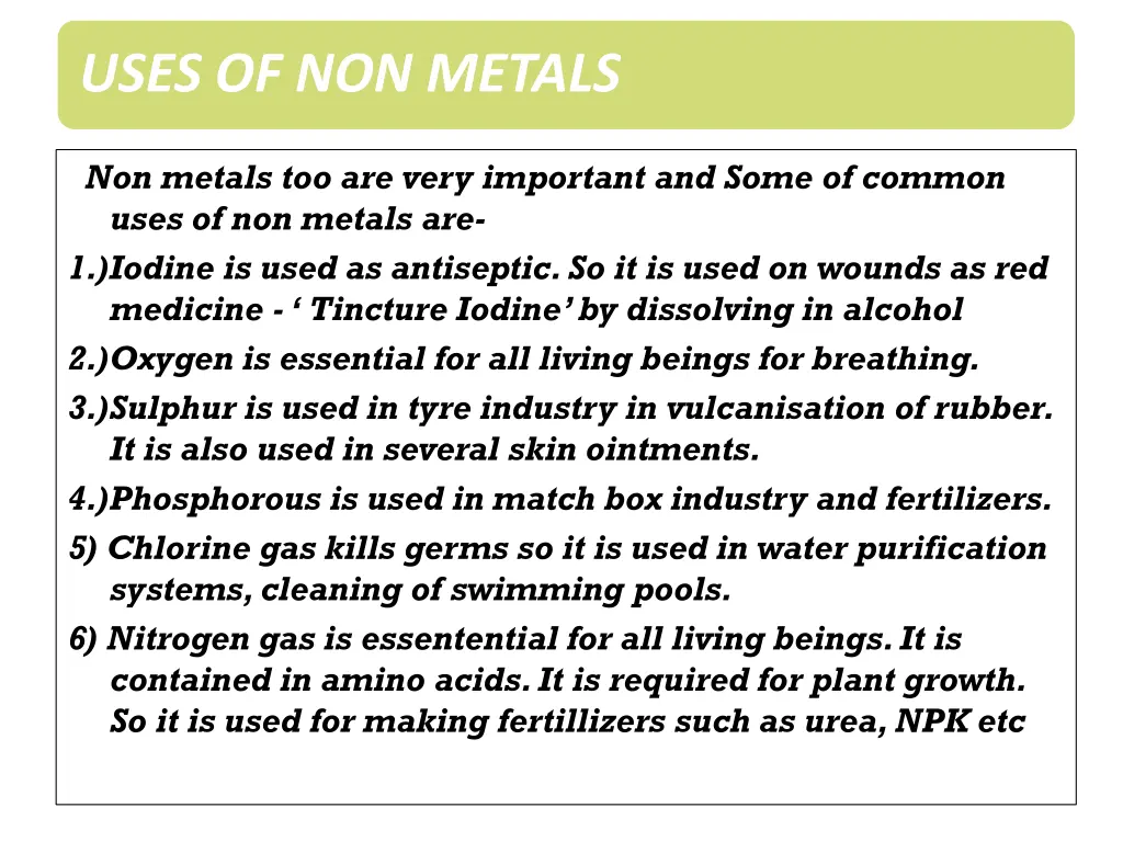 uses of non metals