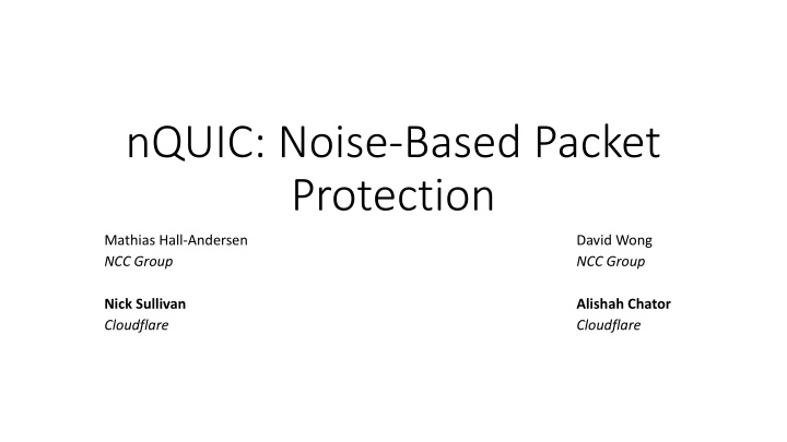 nquic noise based packet protection