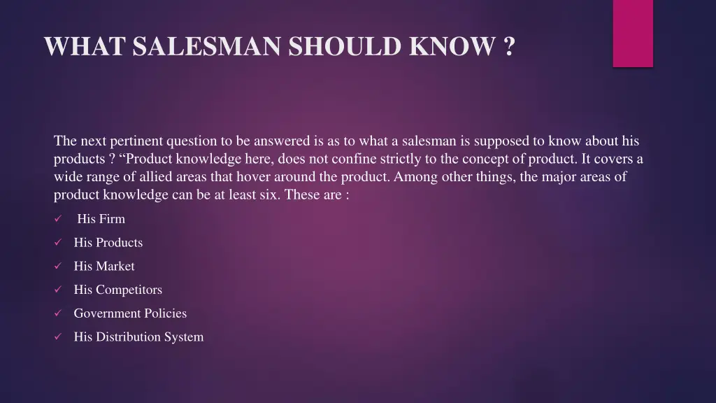 what salesman should know