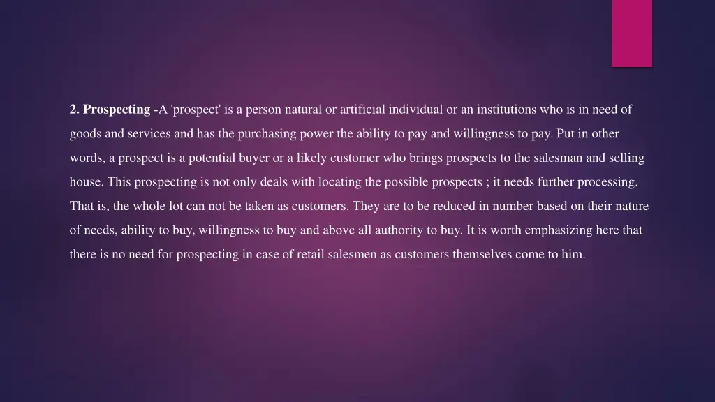 2 prospecting a prospect is a person natural