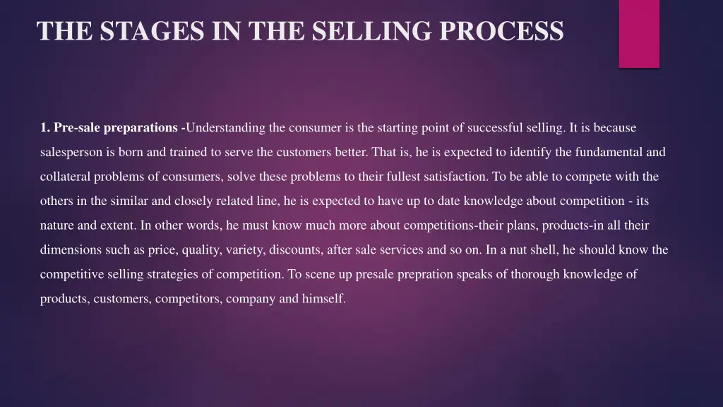 the stages in the selling process